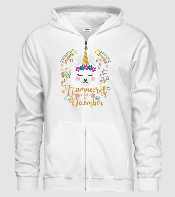 Llamacorns are born in December model alb pe tricou