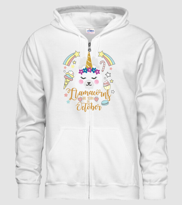 Llamacorns are born in October model alb pe tricou