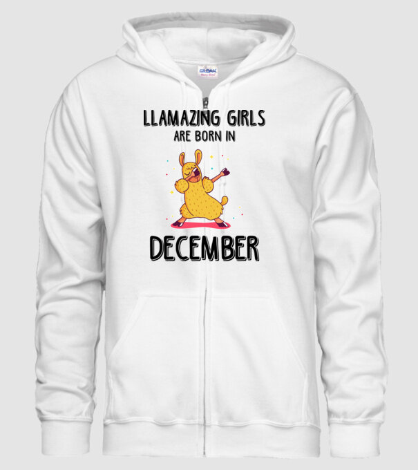 Llamazing girls are born in december black model alb pe tricou
