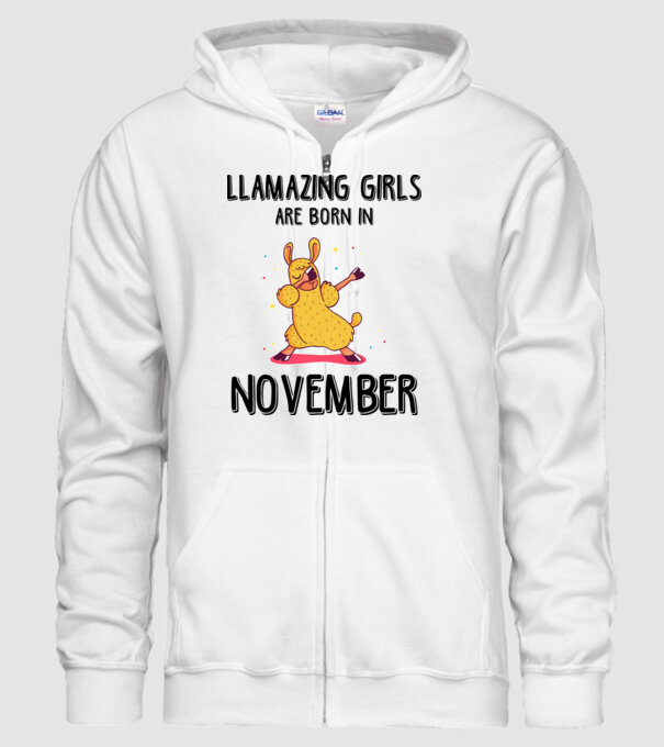 Llamazing girls are born in november black model alb pe tricou