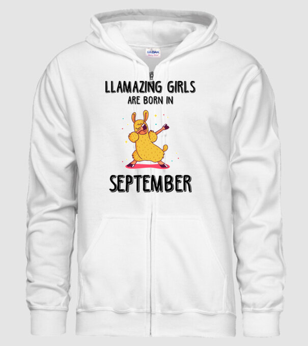 Llamazing girls are born in september black model alb pe tricou