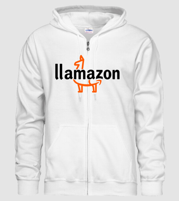 Llamazon model alb pe tricou