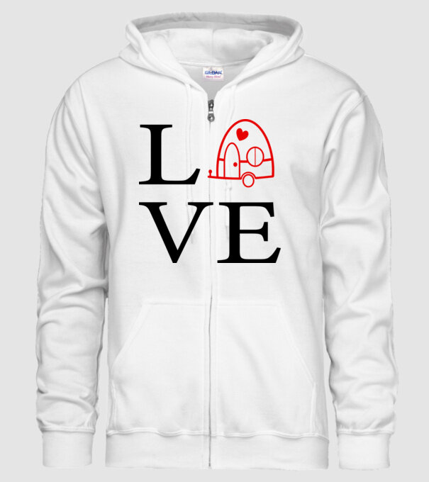 Love camping model alb pe tricou
