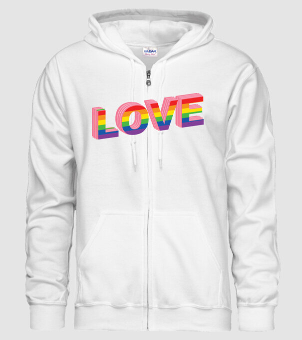 Love pride model alb pe tricou