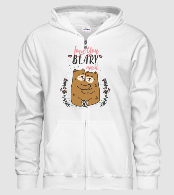 LoveU BEARY much model alb pe tricou