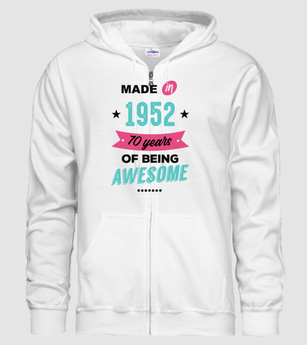 MADE in 1952 model alb pe tricou