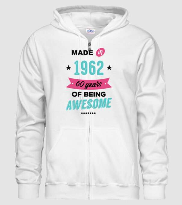 MADE in 1962 model alb pe tricou