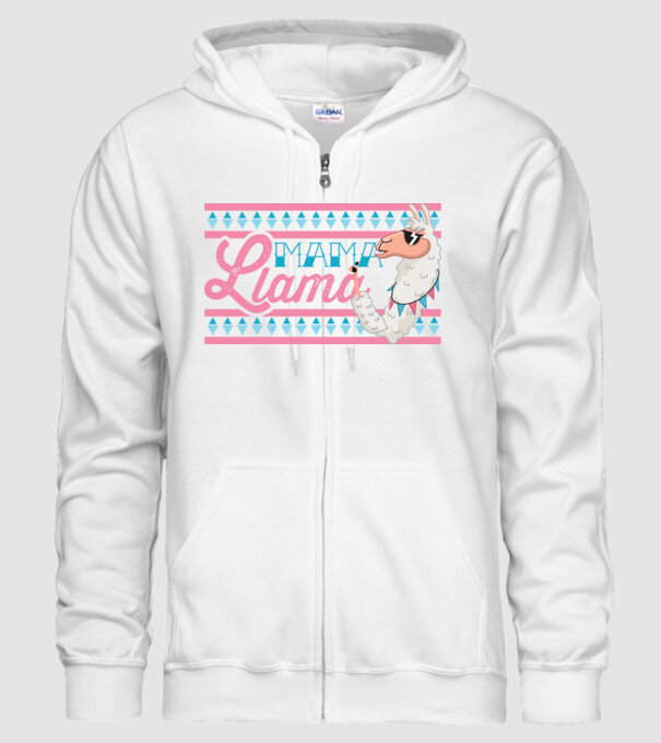 Mama LLama model alb pe tricou