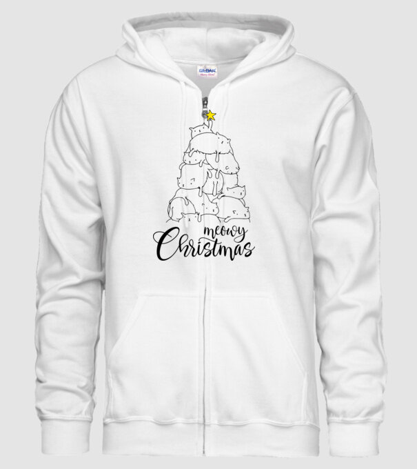 Meowy Christmas model alb pe tricou