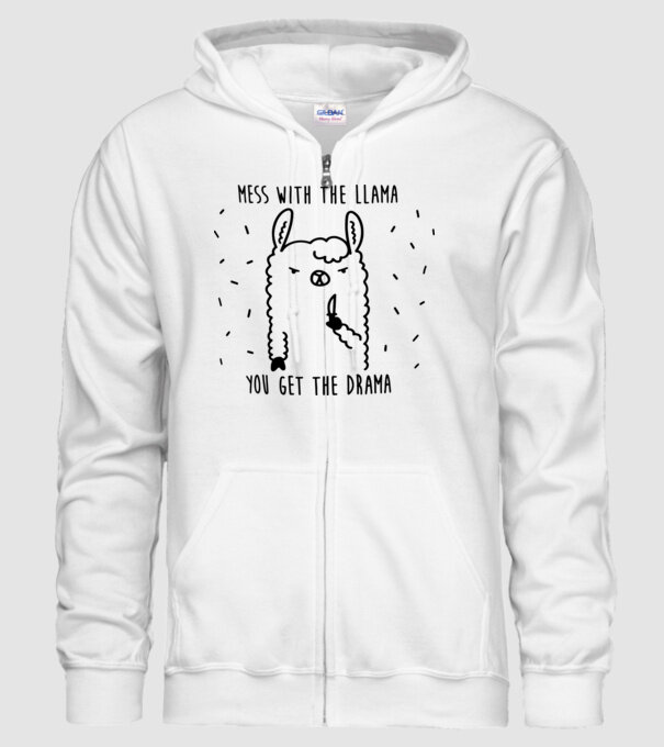 Mess with the lama model alb pe tricou