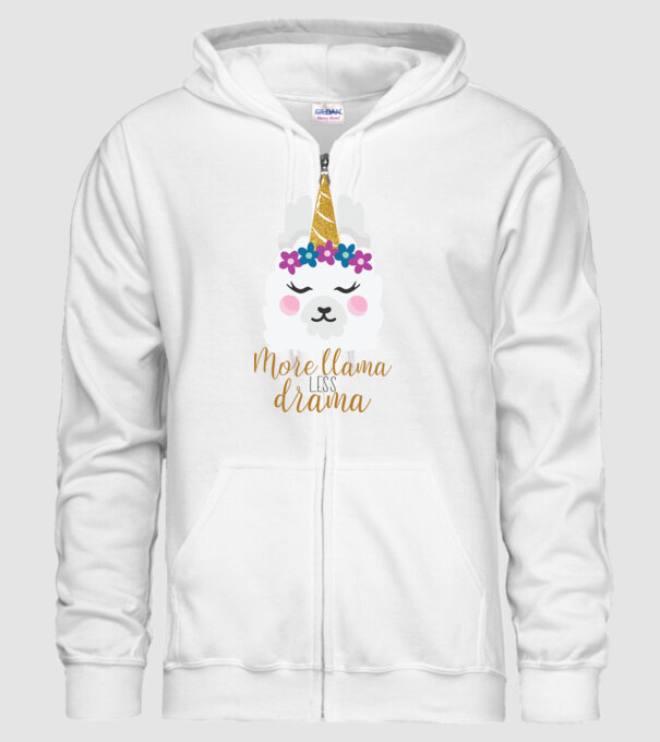 More Llama less drama model alb pe tricou