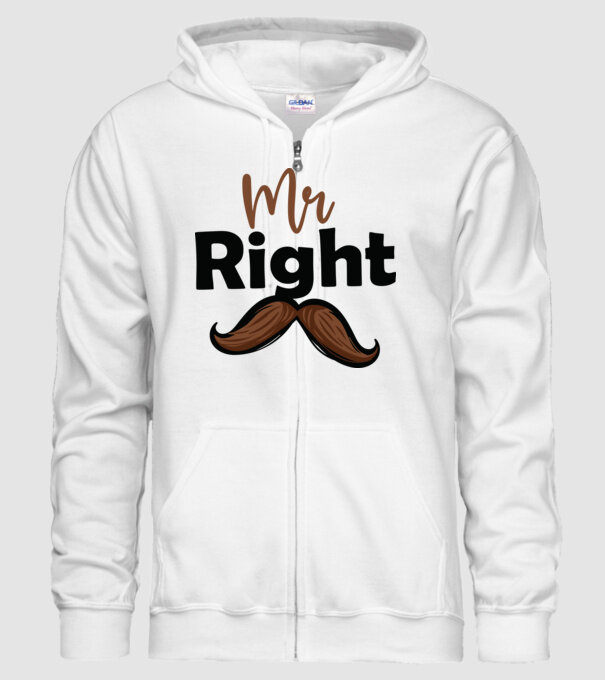 Mr right model alb pe tricou