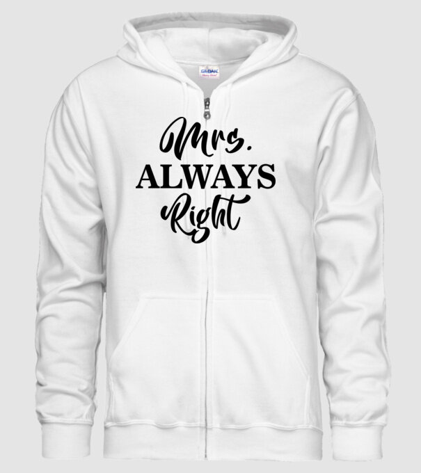 Mrs always right model alb pe tricou