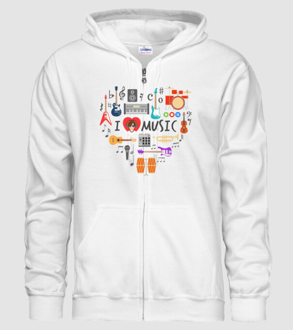 music heart model alb pe tricou