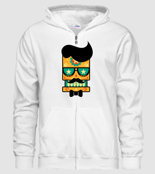 Mustache model alb pe tricou