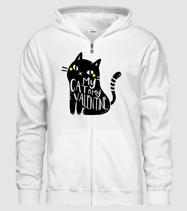 My cat is my valentine model alb pe tricou