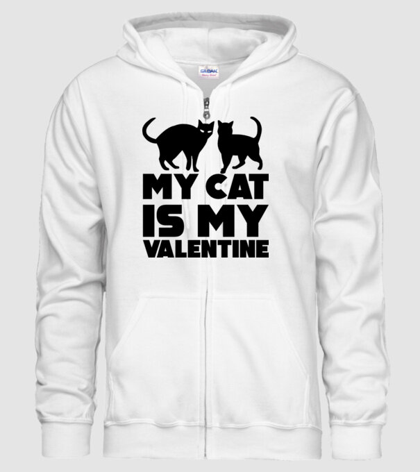 My cat is my valentine black model alb pe tricou