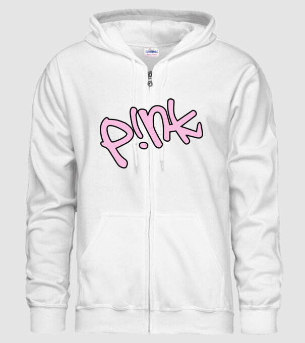 PINK model alb pe tricou