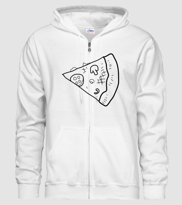 Felie de pizza (parte tricou pereche) model alb pe tricou