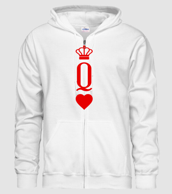 Playin gcards Queen of hearts model alb pe tricou