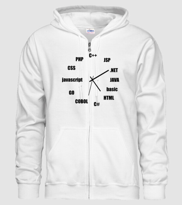 Programmer clock model alb pe tricou