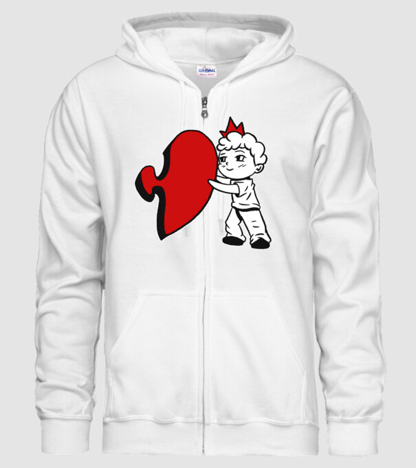 Pereche Puzzle băiat model alb pe tricou