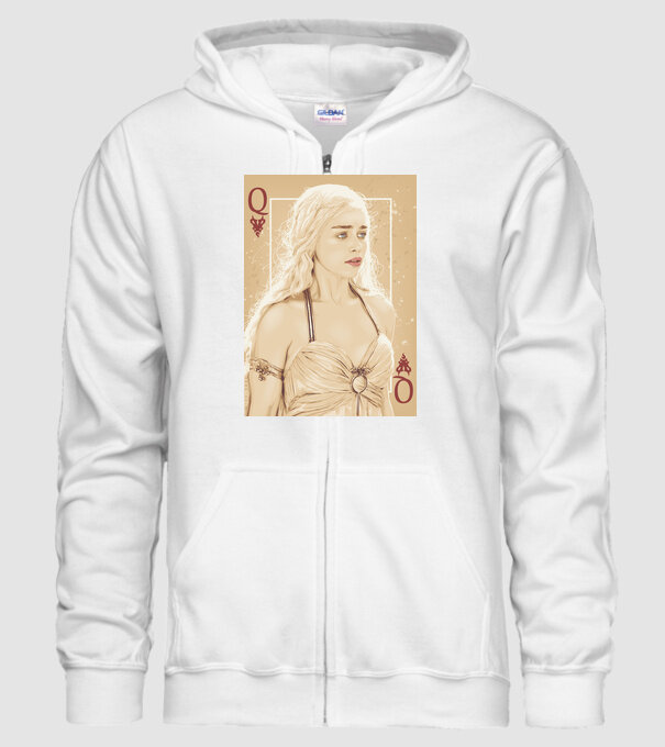 Queen Card model alb pe tricou