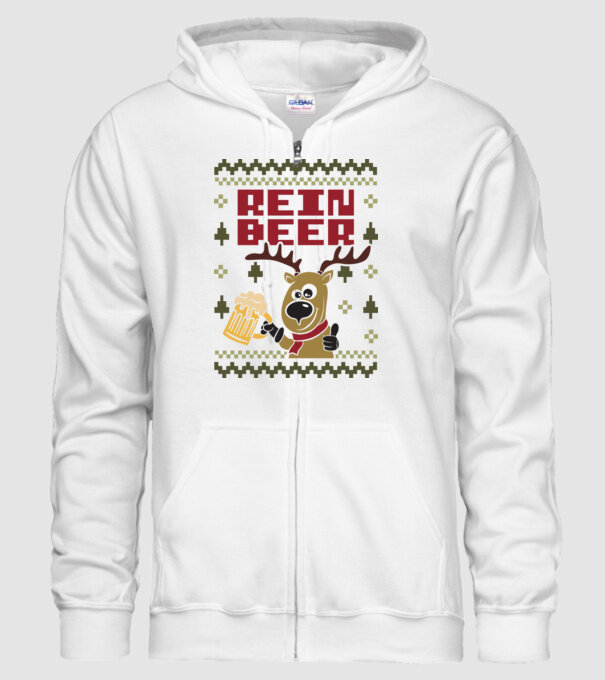 Reinbeer ugly sweater model alb pe tricou