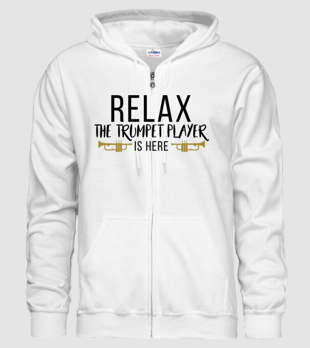 Relax the trumpet player is here model alb pe tricou