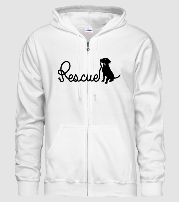 Rescue dog model alb pe tricou