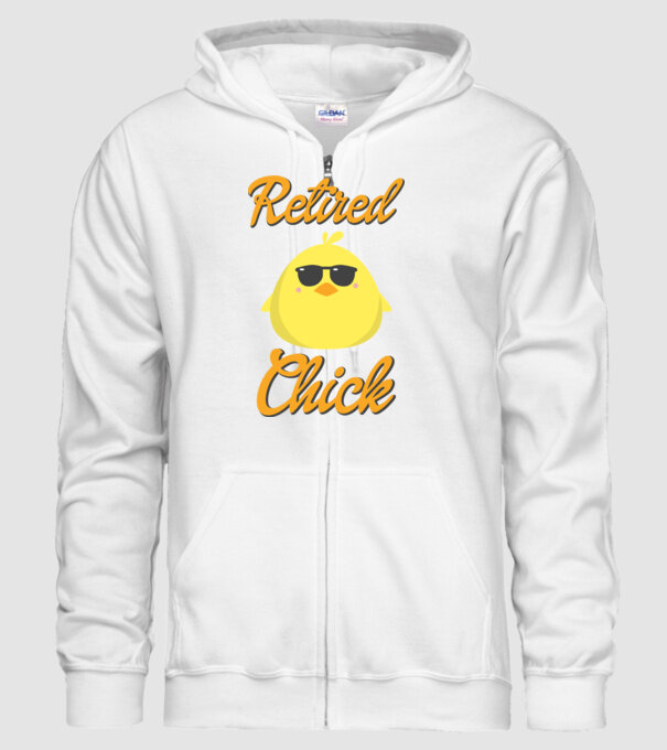 Retired chick model alb pe tricou
