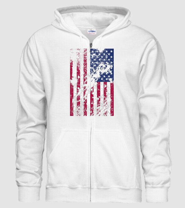 ripped flag U.S. model alb pe tricou