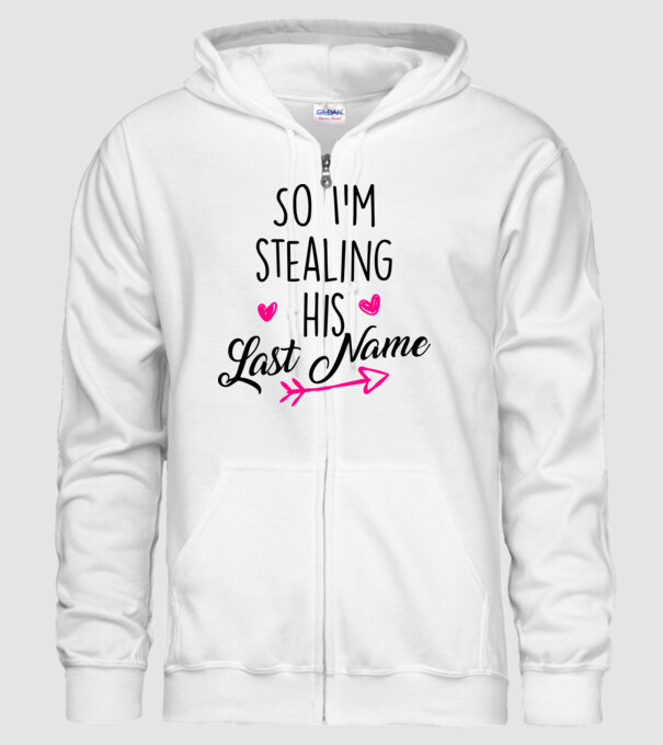 Cuplu So I stealing his last name model alb pe tricou