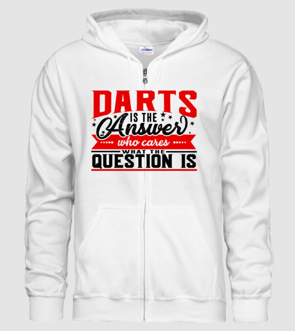 Sport is the answer DARTS model alb pe tricou