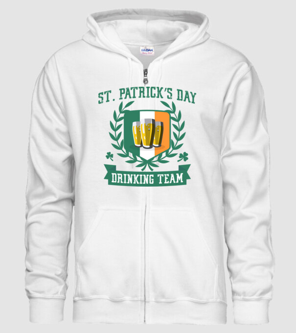 St Patrick Drinking team model alb pe tricou