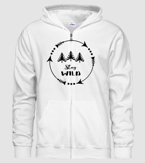 Stay wild arrows circle model alb pe tricou