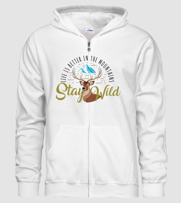 Stay wild Cerb model alb pe tricou