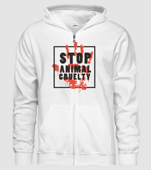 Stop animal cruelty model alb pe tricou
