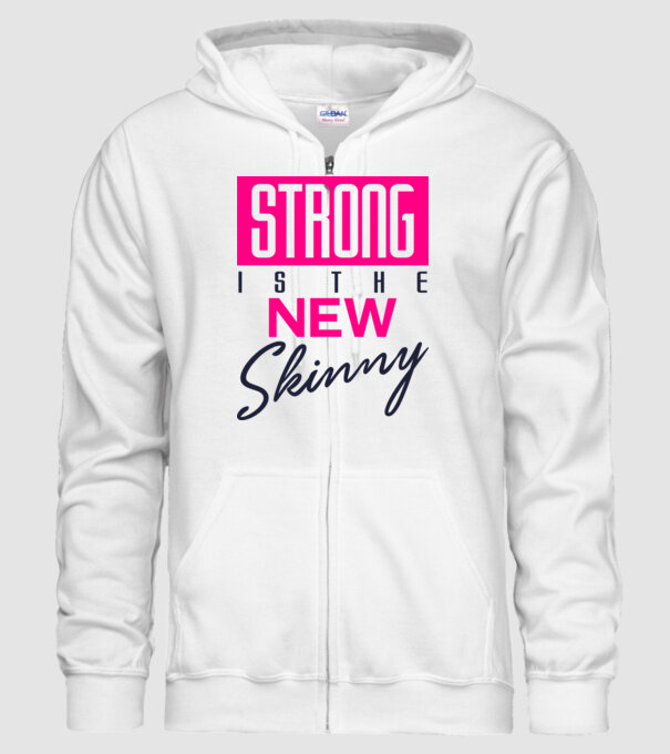 Strong is the new skinny model alb pe tricou