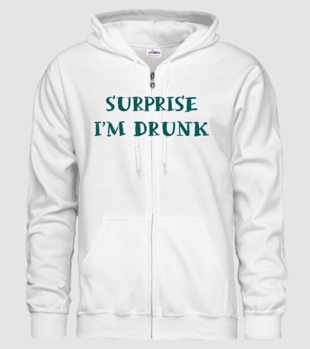 Surprise im drunk model alb pe tricou