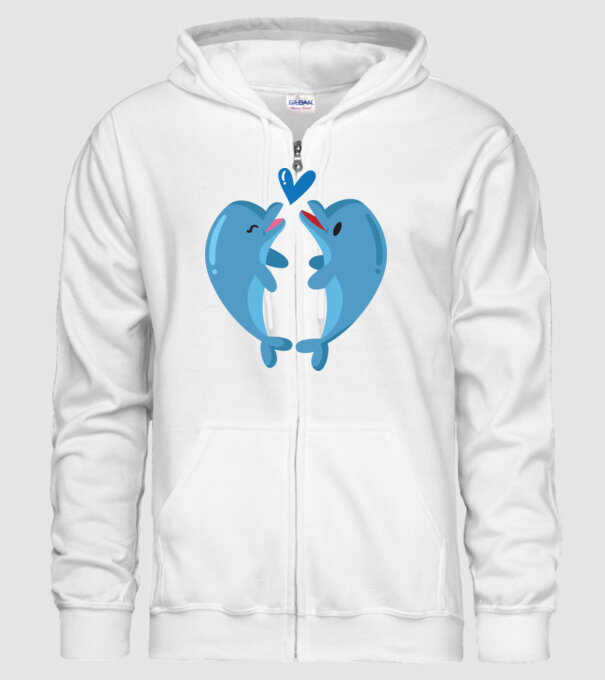 DELFINI ÎNDRĂGOSTIȚI model alb pe tricou