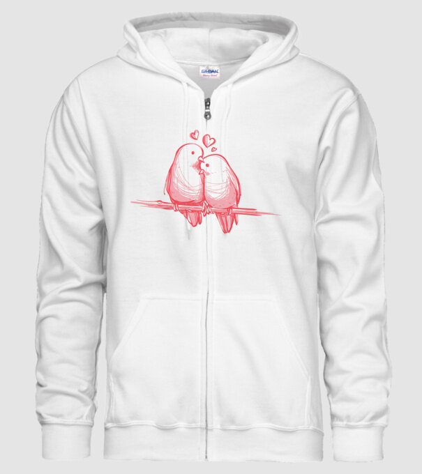 Păsări îndrăgostite model alb pe tricou