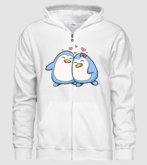 PINGUIN ÎNDRĂGOSTIT model alb pe tricou