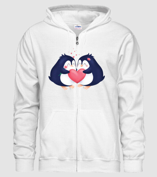 PINGUIN ÎNDRĂGOSTIT model alb pe tricou