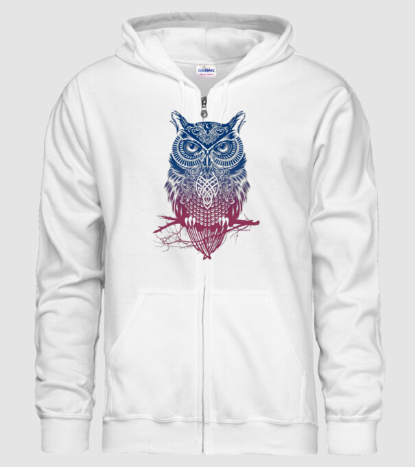 Bufniță colorată model alb pe tricou