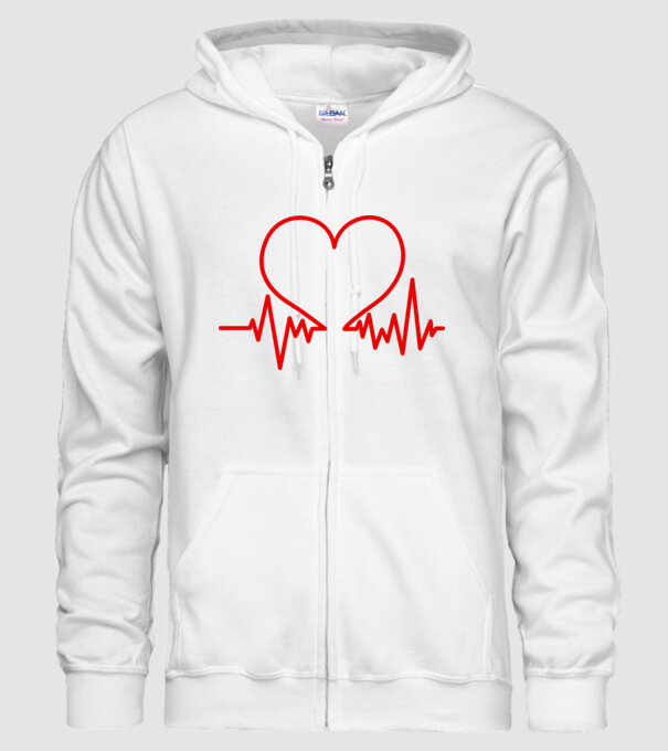 ECG inimă model alb pe tricou