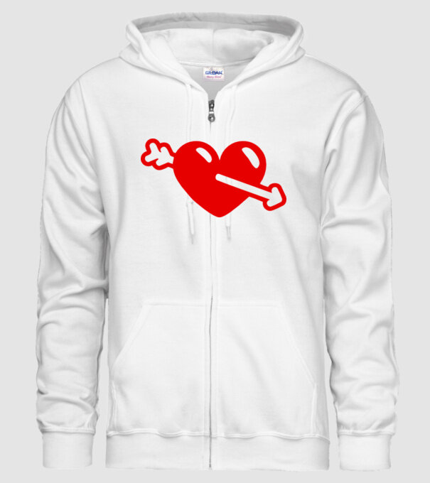 inimă cu săgeată model alb pe tricou