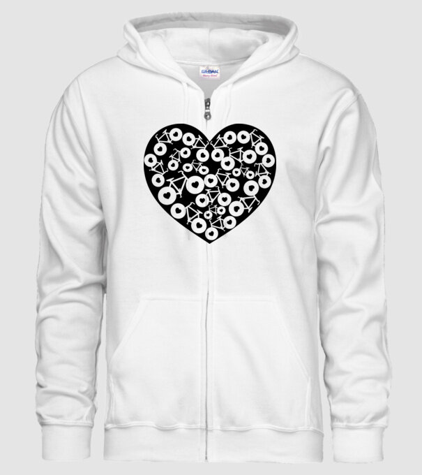 Inima bicicleta model alb pe tricou