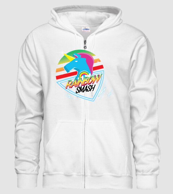 Curcubeu unicorn model alb pe tricou