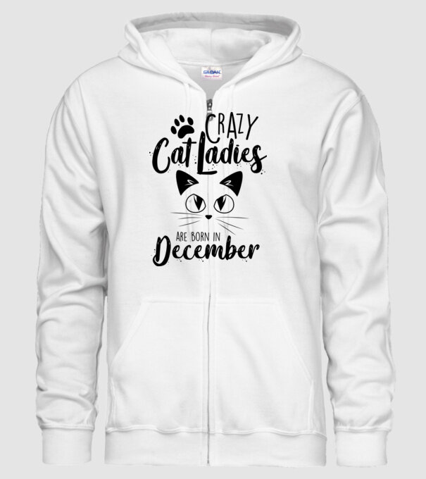 Crazy Cat Ladies are born in December model alb pe tricou